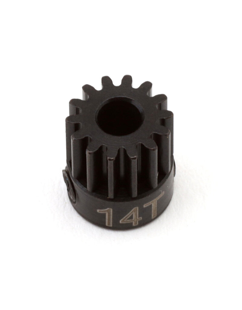 HOT RACING HRACSG14M05 MOD 0.5 PINION GEAR 14T (1/8 BORE): HARD BLACKENED STEEL