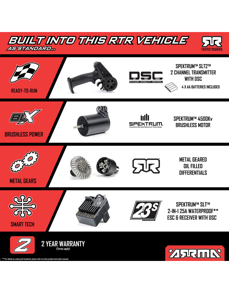 ARRMA ARA2306ST1 TYPHON GROM 4X4 223S BLX BRUSHLESS BUGGY RTR: RED