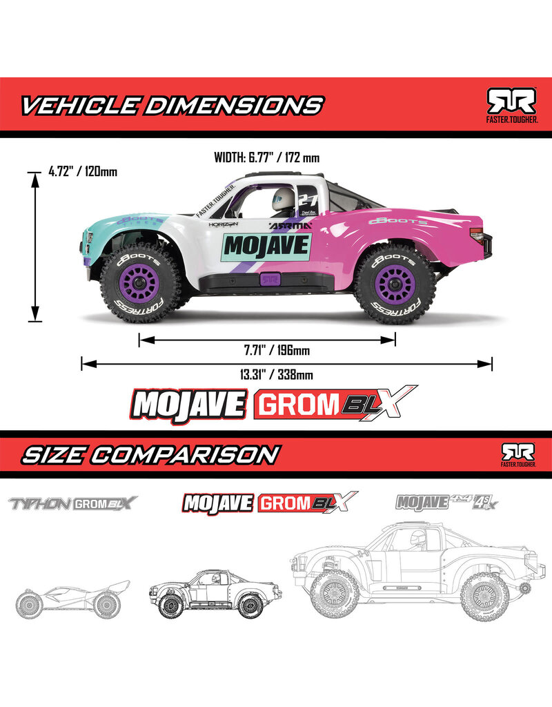 ARRMA ARA2304ST2 MOJAVE GROM 4X4 223S BLX BRUSHLESS TRUCK RTR: WHITE