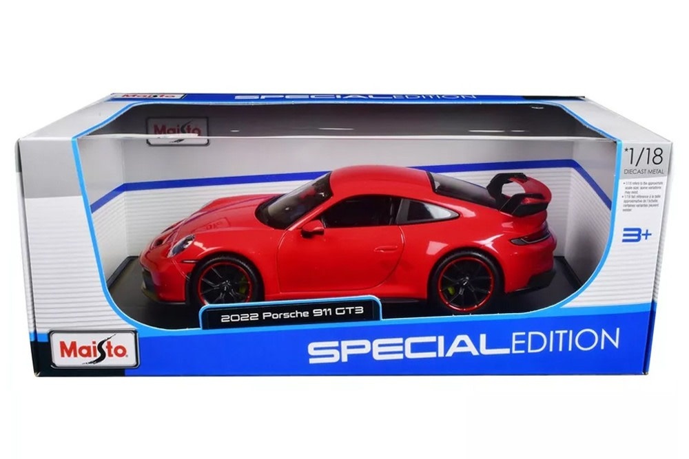 MAISTO 31458 S.E. 1/18 SCALE DIECAST PORSCHE 911 GT3: RED