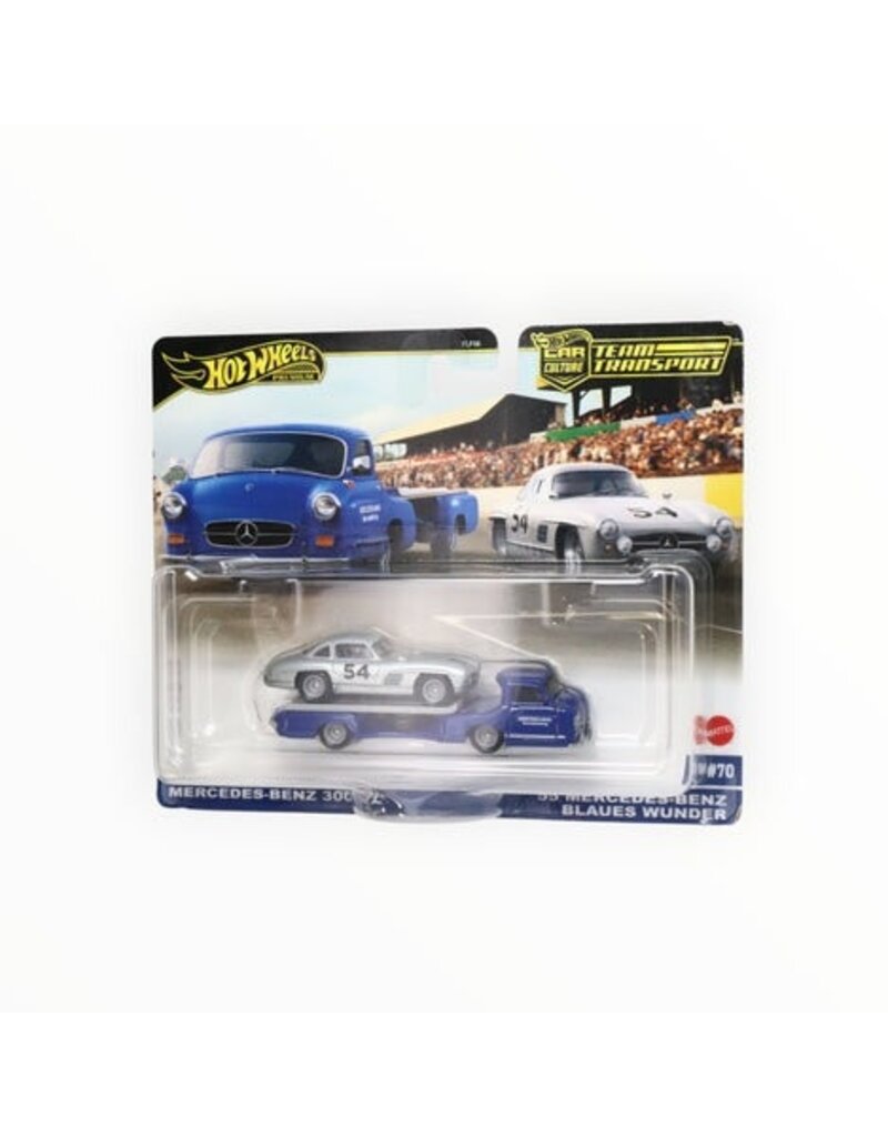 HOT WHEELS MTL FLF56/HRV48 HOT WHEELS TEAM TRANSPORT '55 MB BLAUES WUNDER W/ MB 300 SL