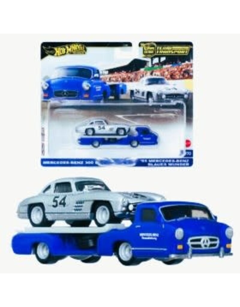 HOT WHEELS MTL FLF56/HRV48 HOT WHEELS TEAM TRANSPORT '55 MB BLAUES WUNDER W/ MB 300 SL