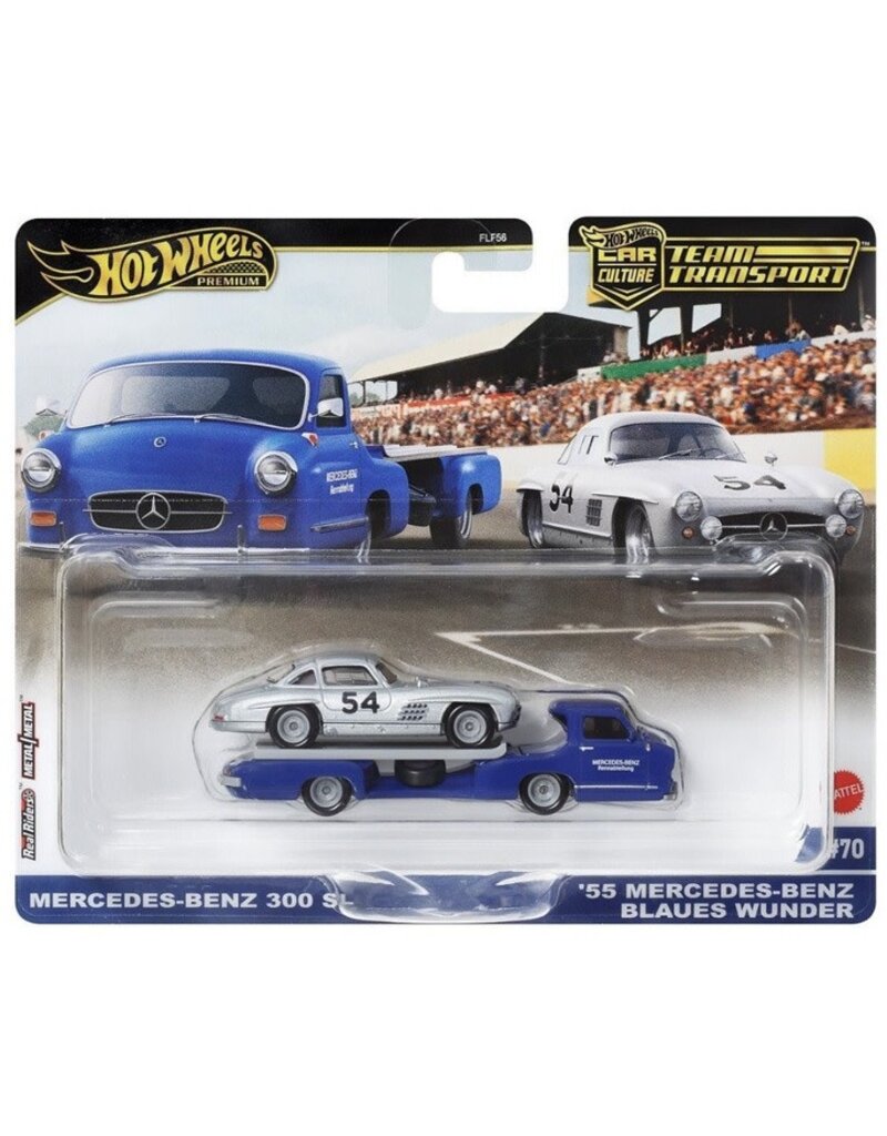 HOT WHEELS MTL FLF56/HRV48 HOT WHEELS TEAM TRANSPORT '55 MB BLAUES WUNDER W/ MB 300 SL