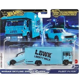 HOT WHEELS MTL FLF56/HRV45 HOT WHEELS TEAM TRANSPORT FLEET FLYER W/ NISSAN SKYLINE 2000GT-R LBWK
