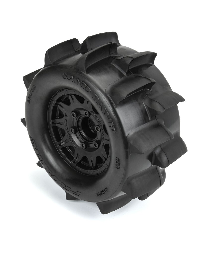 PROLINE RACING PRO1024910 1/10 SAND PAW HP BELTED F/R 2.8" MT TIRES MTD 12/14MM BLACK RAID (2)