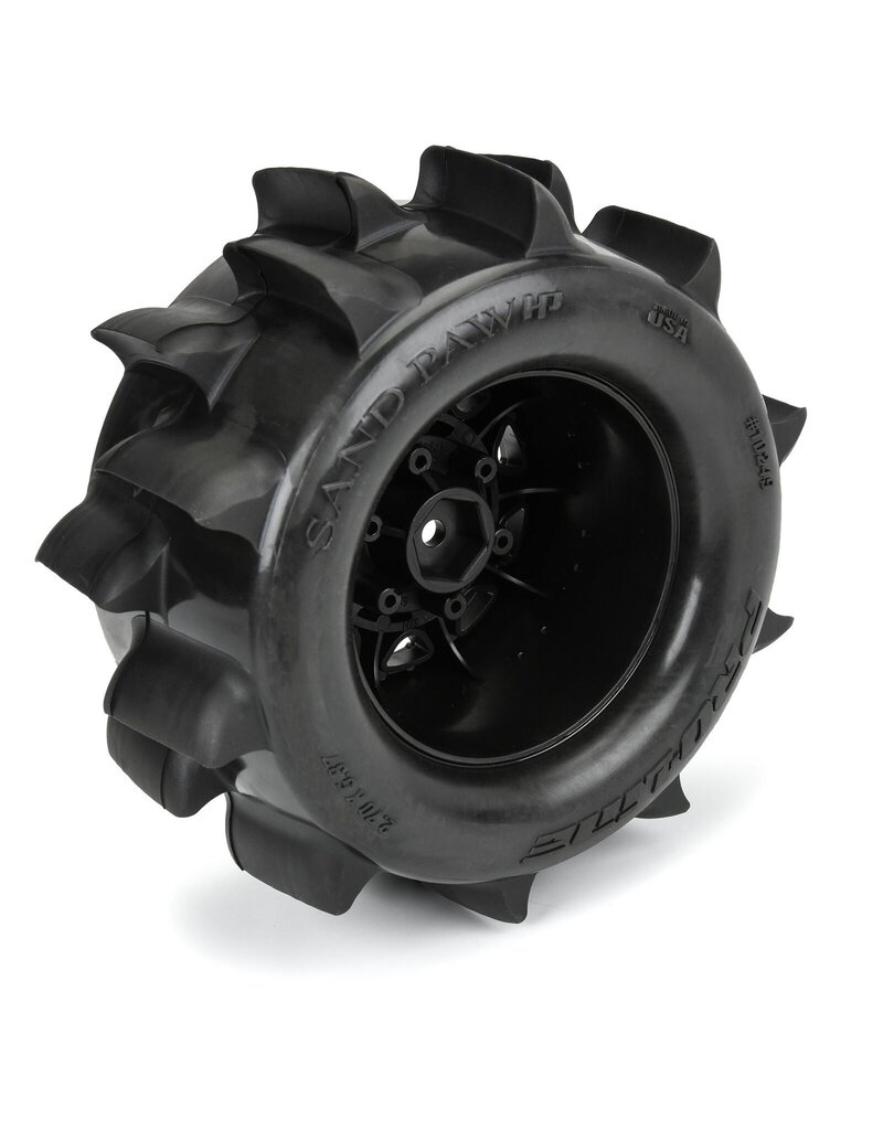 PROLINE RACING PRO1024910 1/10 SAND PAW HP BELTED F/R 2.8" MT TIRES MTD 12/14MM BLACK RAID (2)