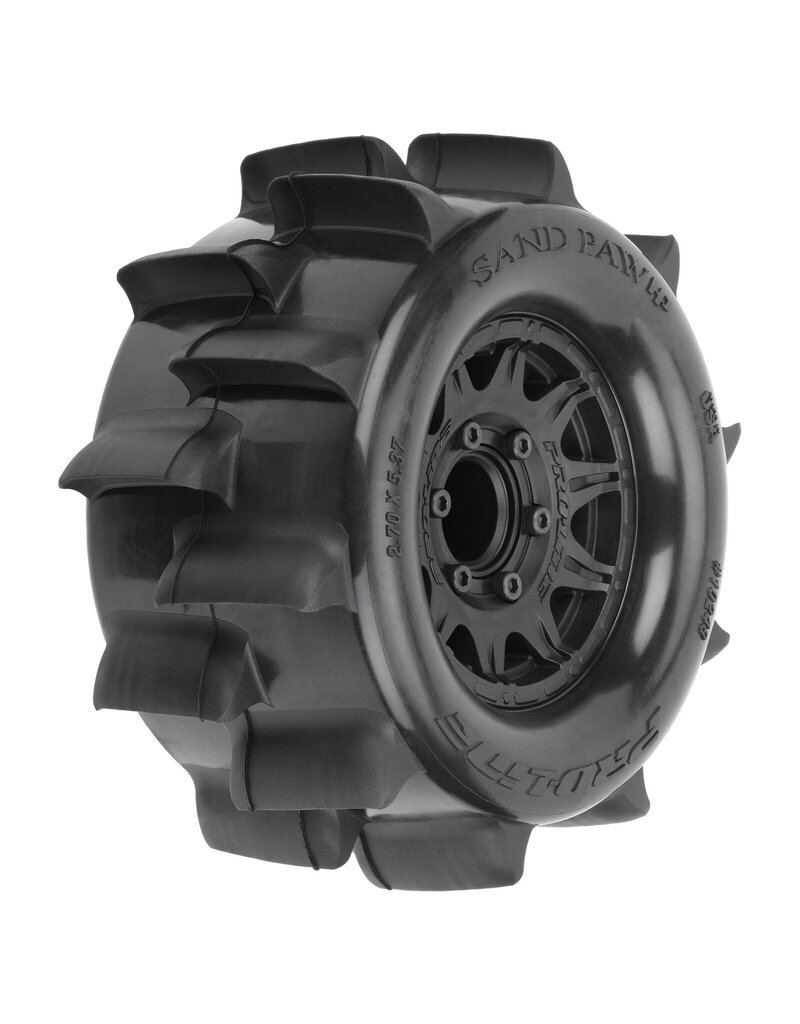 PROLINE RACING PRO1024910 1/10 SAND PAW HP BELTED F/R 2.8" MT TIRES MTD 12/14MM BLACK RAID (2)