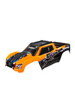 TRAXXAS TRA7811 BODY, X-MAXX , ORANGE (PAINTED, DECALS APPLIED) (ASSEMBLED WITH FRONT & REAR BODY MOUNTS, REAR BODY SUPPORT, AND TAILGATE PROTECTOR)
