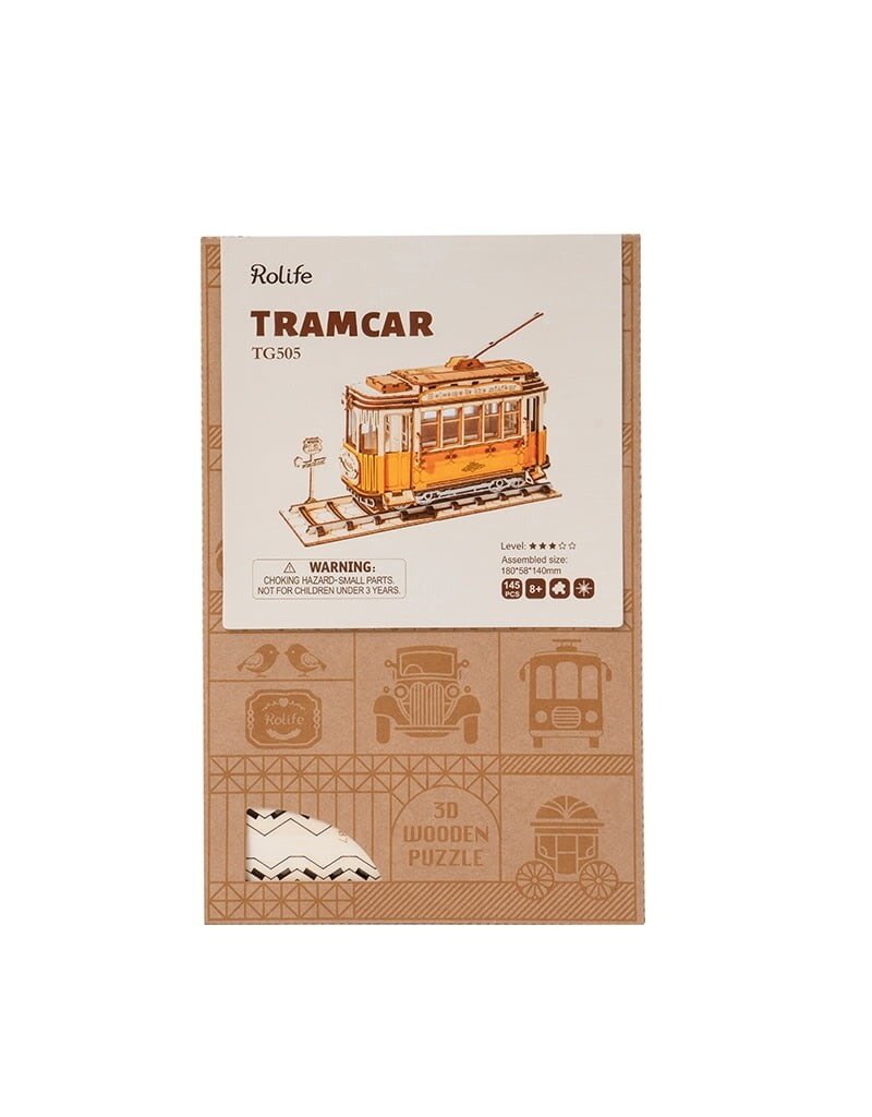 ROBOTIME ROETG505 CLASSIC 3D WOOD PUZZLES; TRAMCAR