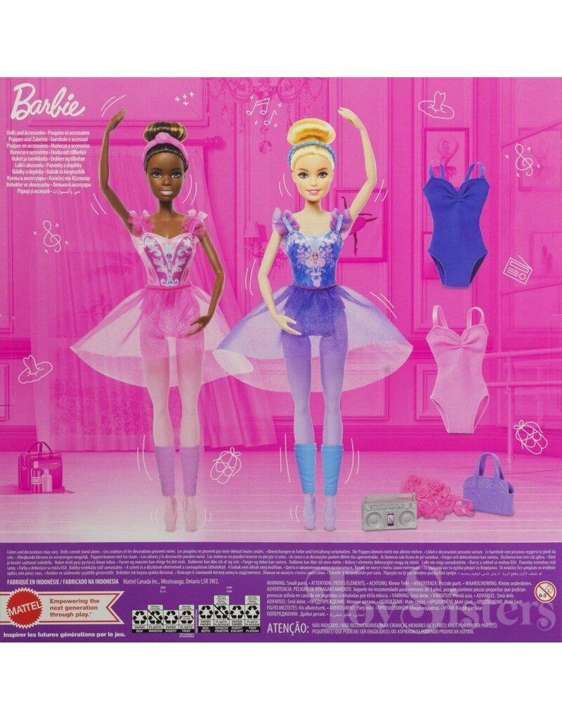 BARBIE MTL HXC37 BARBIE 12.7" BALLET ROOM SET WITH 2 BALLERINA FASHION DOLLS & DANCE ACCESSORIES