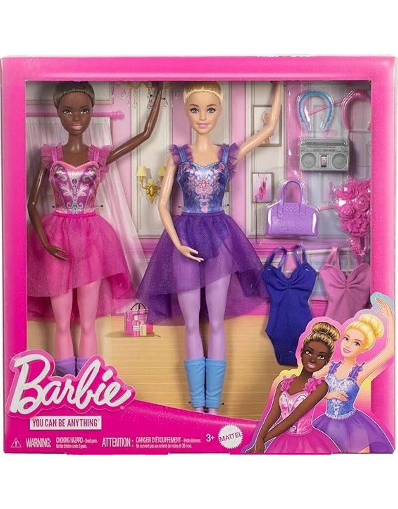 BARBIE MTL HXC37 BARBIE 12.7" BALLET ROOM SET WITH 2 BALLERINA FASHION DOLLS & DANCE ACCESSORIES