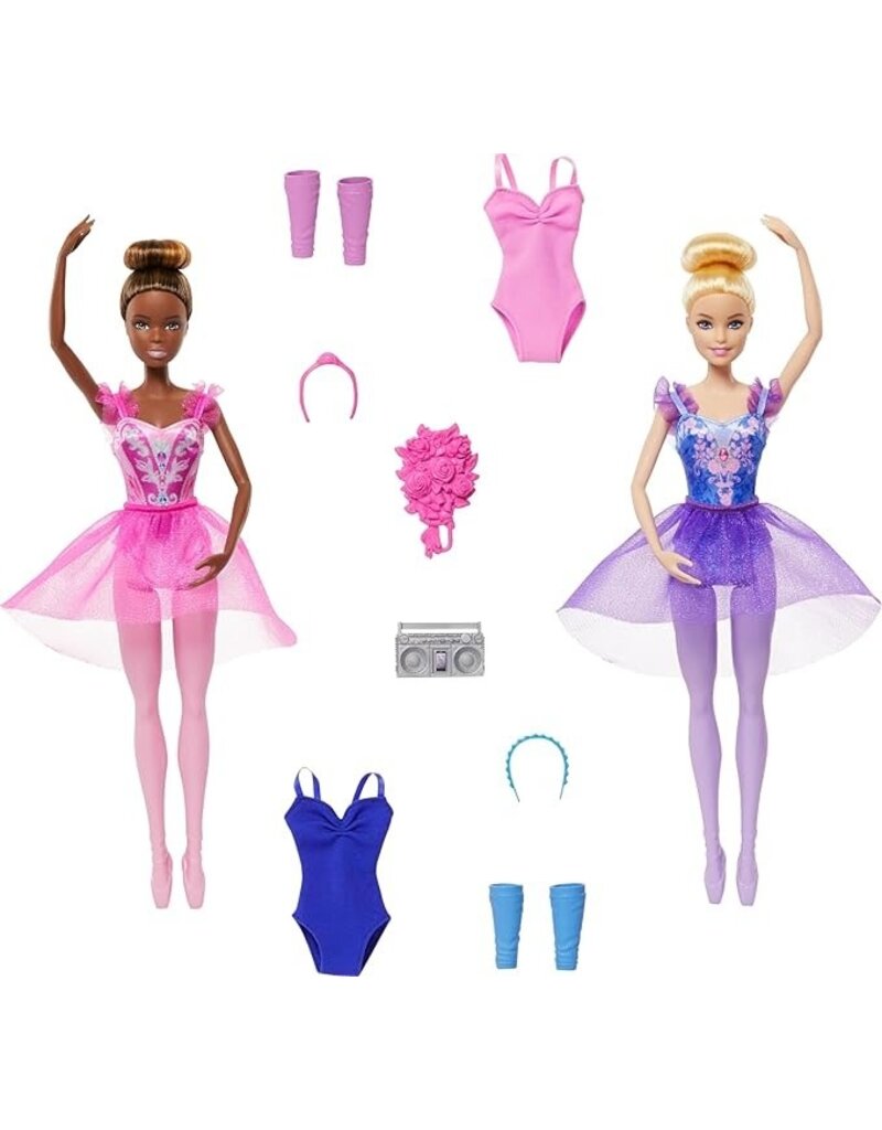 BARBIE MTL HXC37 BARBIE 12.7" BALLET ROOM SET WITH 2 BALLERINA FASHION DOLLS & DANCE ACCESSORIES
