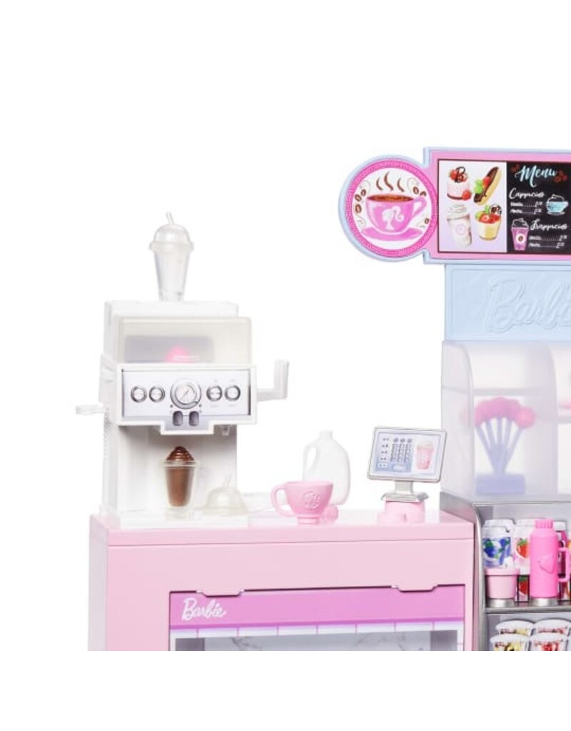BARBIE MTL HXN94 BARBIE COFFEE SHOP PLAYSET WITH BLONDE BARISTA DOLL