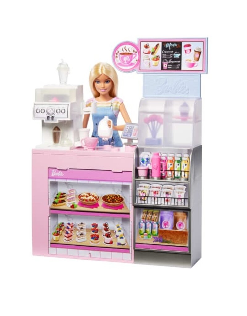 BARBIE MTL HXN94 BARBIE COFFEE SHOP PLAYSET WITH BLONDE BARISTA DOLL