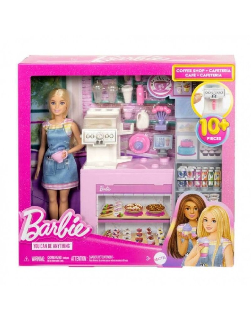 BARBIE MTL HXN94 BARBIE COFFEE SHOP PLAYSET WITH BLONDE BARISTA DOLL