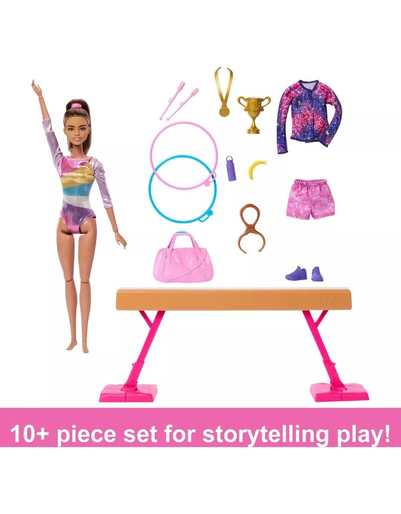 BARBIE MTL HRG53 BARBIE GYMNASTICS PLAY SET: BROWN HAIR