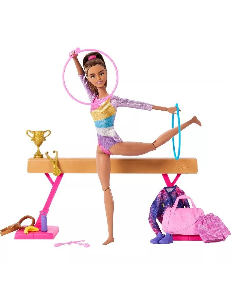BARBIE MTL HRG53 BARBIE GYMNASTICS PLAY SET: BROWN HAIR