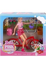 BARBIE MTL HWJ00 BARBIE PINK PASSPORT HOLLAND DOLL SET WITH BICYCLE TRAVEL ACCESSORIES
