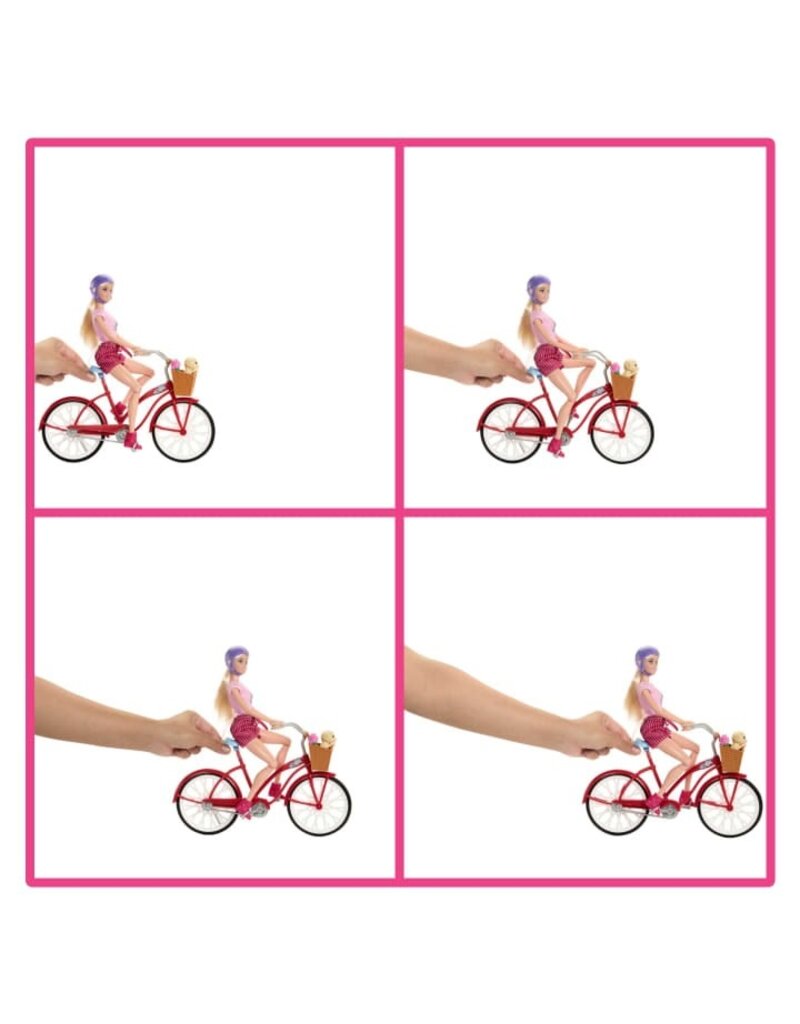 BARBIE MTL HWJ00 BARBIE PINK PASSPORT HOLLAND DOLL SET WITH BICYCLE TRAVEL ACCESSORIES