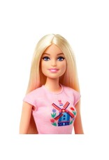 BARBIE MTL HWJ00 BARBIE PINK PASSPORT HOLLAND DOLL SET WITH BICYCLE TRAVEL ACCESSORIES
