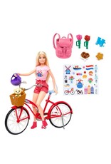 BARBIE MTL HWJ00 BARBIE PINK PASSPORT HOLLAND DOLL SET WITH BICYCLE TRAVEL ACCESSORIES