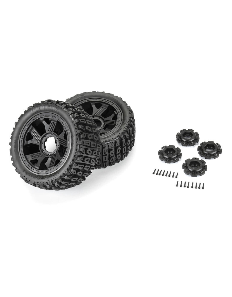 DURATRAX DTX565010 BRUTUS F/R 5.7 MONSTER TRUCK TIRES MOUNTED ON RIPPER WHEELS 24MM HEX BLACK (2)