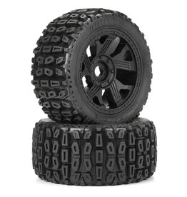 DURATRAX DTX565010 BRUTUS F/R 5.7 MONSTER TRUCK TIRES MOUNTED ON RIPPER WHEELS 24MM HEX BLACK (2)