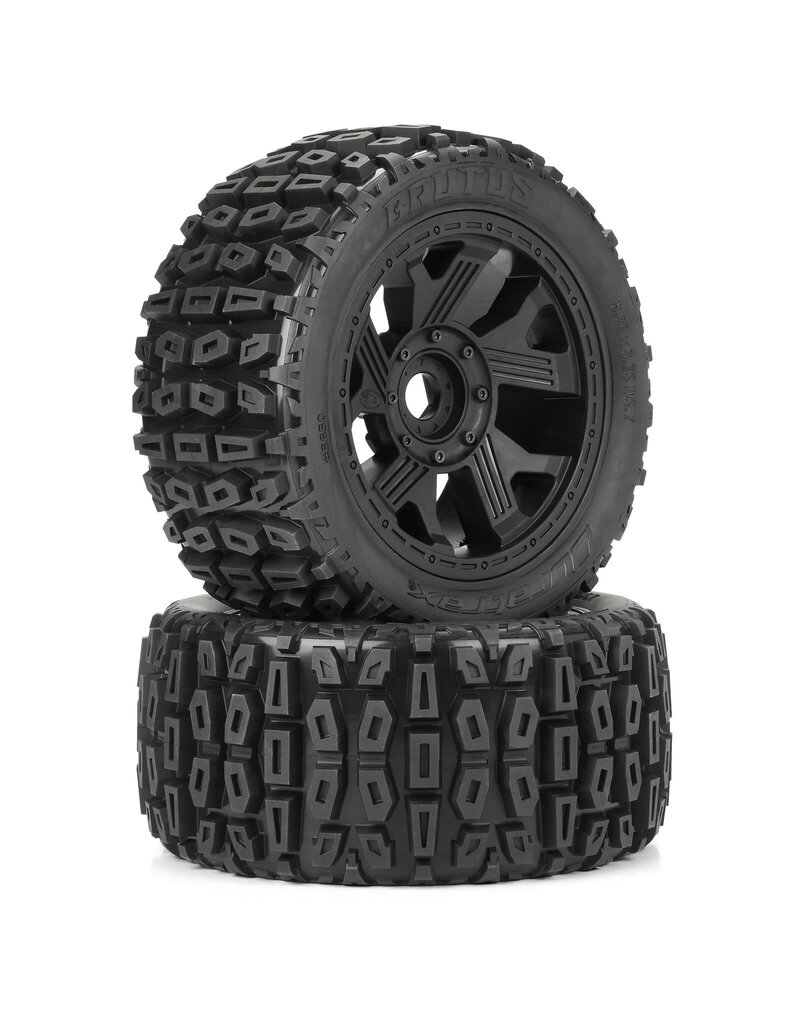 DURATRAX DTX565010 BRUTUS F/R 5.7 MONSTER TRUCK TIRES MOUNTED ON RIPPER WHEELS 24MM HEX BLACK (2)