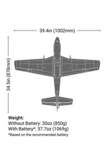E-FLITE EFL02650 P-51D MUSTANG 1.0M BNF BASIC WITH AS3X AND SAFE SELECT