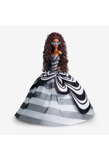 BARBIE MTL HRM59 BARBIE SIGNATURE 65TH BLUE SPAPPHIRE ANNIVERSARY FASHION DOLL WITH BLACK HAIR, BLACK AND WHITE GOWN