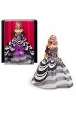 BARBIE MTL HRM58 BARBIE SIGNATURE 65TH BLUE SPAPPHIRE ANNIVERSARY FASHION DOLL WITH BLONDE HAIR, BLACK AND WHITE GOWN