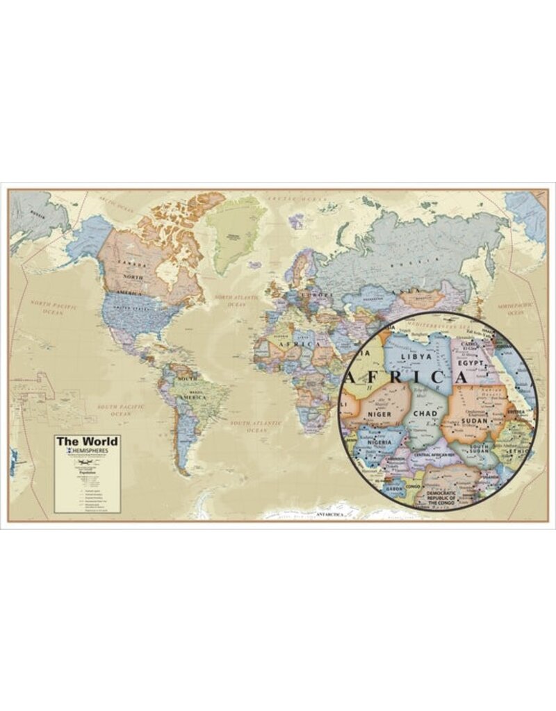 LAMINATED WALL MAP OF WORLD