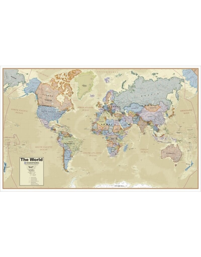 LAMINATED WALL MAP OF WORLD