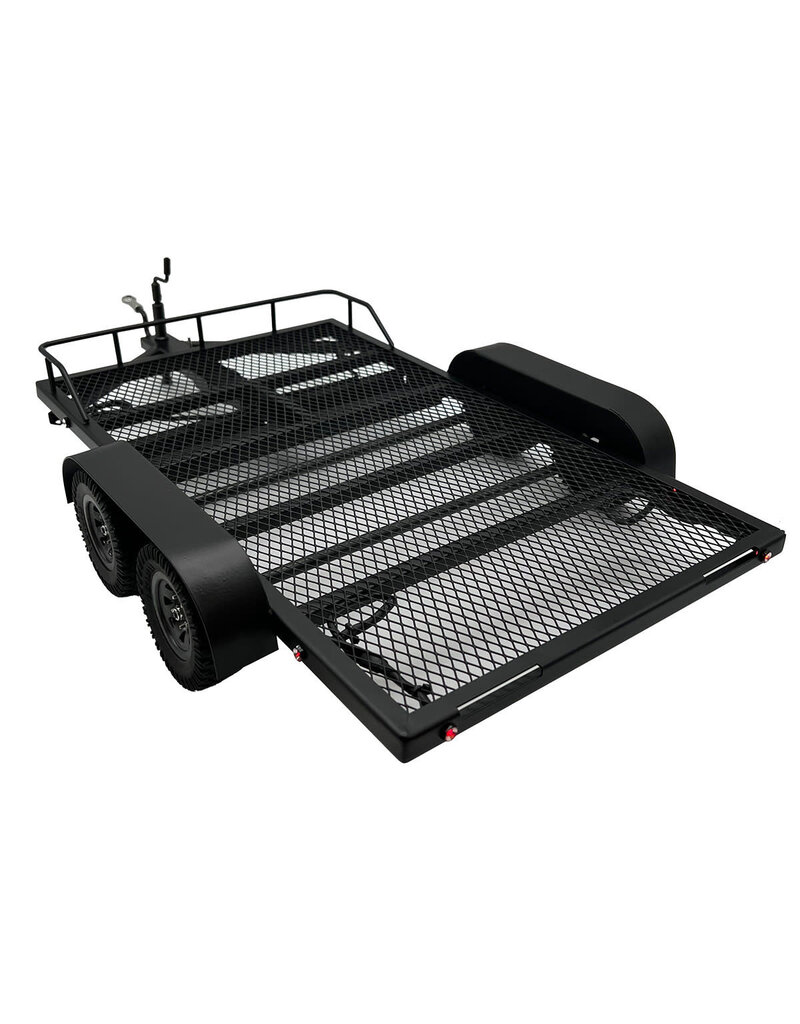 BOLD RC BOL5010 1/10 SCALE FULL METAL CAR HAULER TRAILER WITH LED LIGHTS (BLACK)