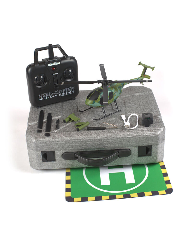 RAGE RC RGR6101 HERO-COPTER MILITARY, 4-BLADE RTF HELI: MARINES
