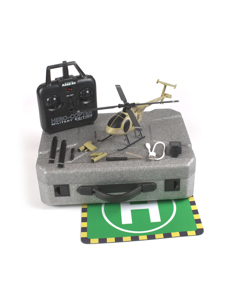 RAGE RC RGR6100 HERO-COPTER MILITARY, 4-BLADE RTF HELI: ARMY