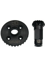 HOT RACING HRAGRM9302R 30/12T STEEL HELICAL DIFFERENTIAL RING/PINION REAR GEAR SET FOR ARRMA GROM