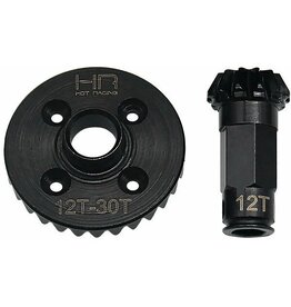 HOT RACING HRAGRM9302R 30/12T STEEL HELICAL DIFFERENTIAL RING/PINION REAR GEAR SET FOR ARRMA GROM