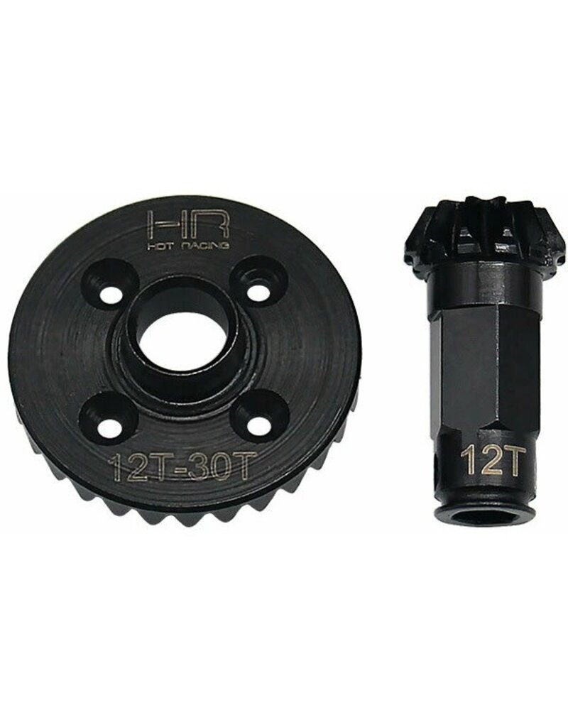 HOT RACING HRAGRM9302R 30/12T STEEL HELICAL DIFFERENTIAL RING/PINION REAR GEAR SET FOR ARRMA GROM