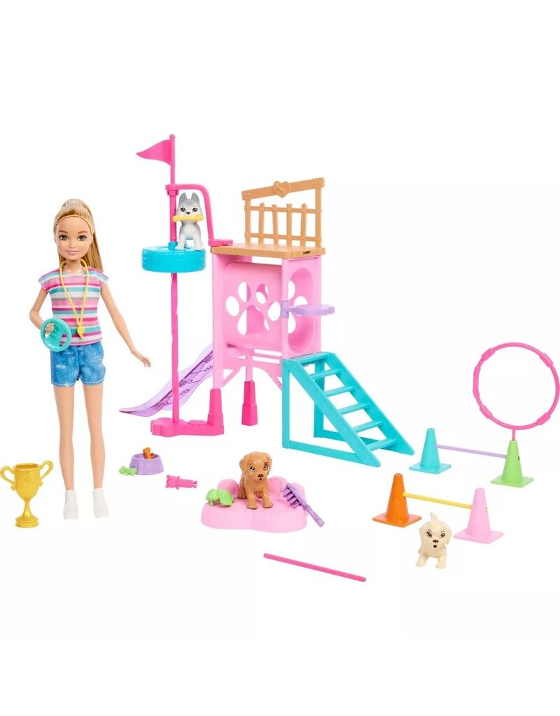 BARBIE MTL HRM10 BARBIE AND STACIE TO THE RESCUE PUPPY PLAYGROUND PLAYSET WITH DOLL