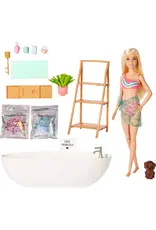 BARBIE MTL HKT92 BARBIE DOLL & BATHTUB PLAYSET WITH CONFETTI SOAP AND ACCESSORIES-BLONDE