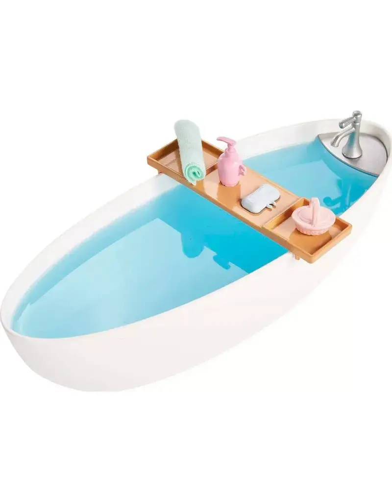 BARBIE MTL HKT92 BARBIE DOLL & BATHTUB PLAYSET WITH CONFETTI SOAP AND ACCESSORIES-BLONDE