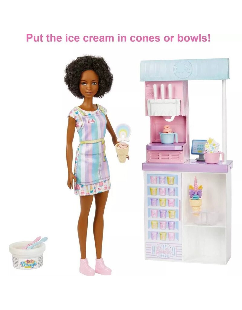 BARBIE MTL HCN47 BARBIE ICE CREAM SHOP PLAYSET-BROWN HAIR