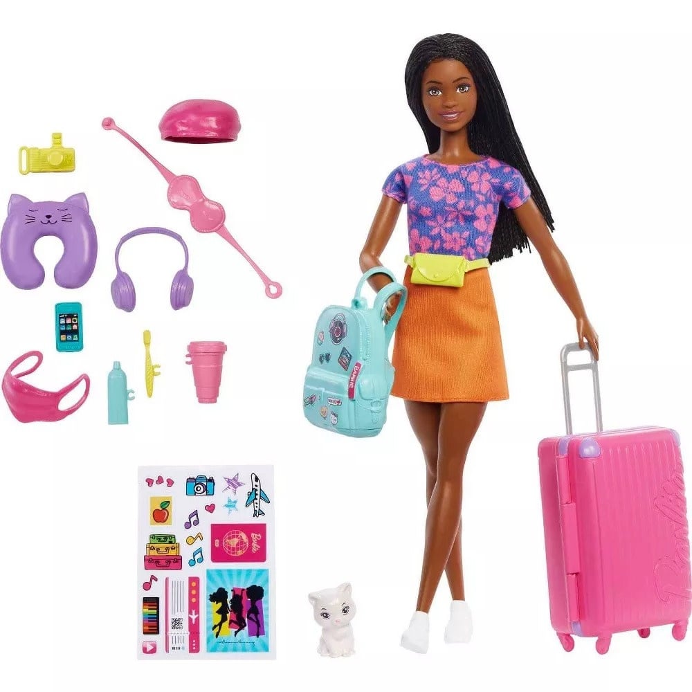 MTL HGX55 BARBIE DOLL 'BROOKLYN' ROBERTS ACCESSORIES TRAVEL SET WITH PUPPY-BROWN HAIR
