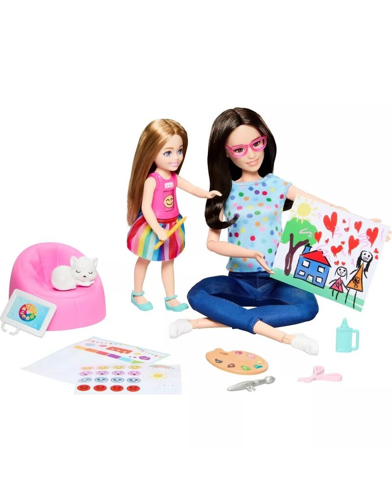 BARBIE MTL HRG48 BARBIE ART THERAPY PLAYSET WITH 2 DOLLS 'PET & ACCESSORIES