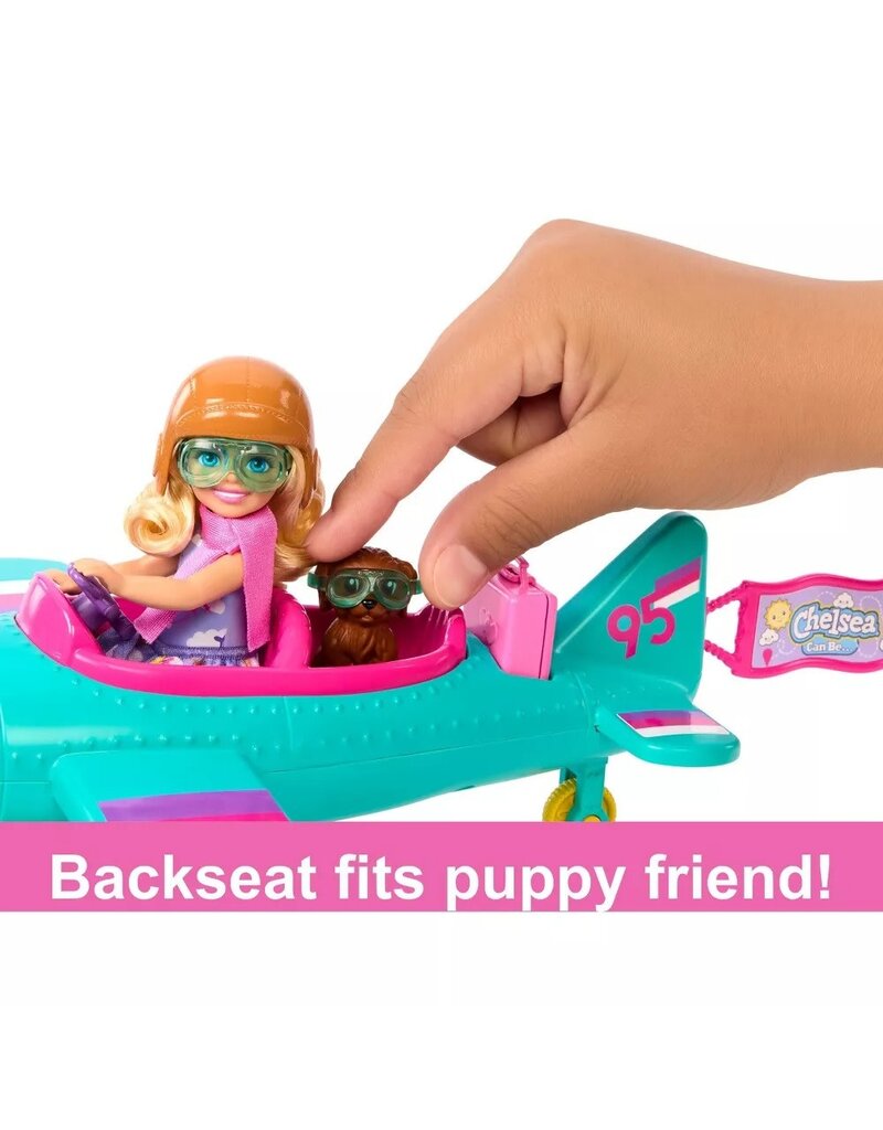 BARBIE MTL  HTK38 BARBIE CHELSEA PLANE DOLL & PLAYSET WITH PUPPY ACCESSORIES