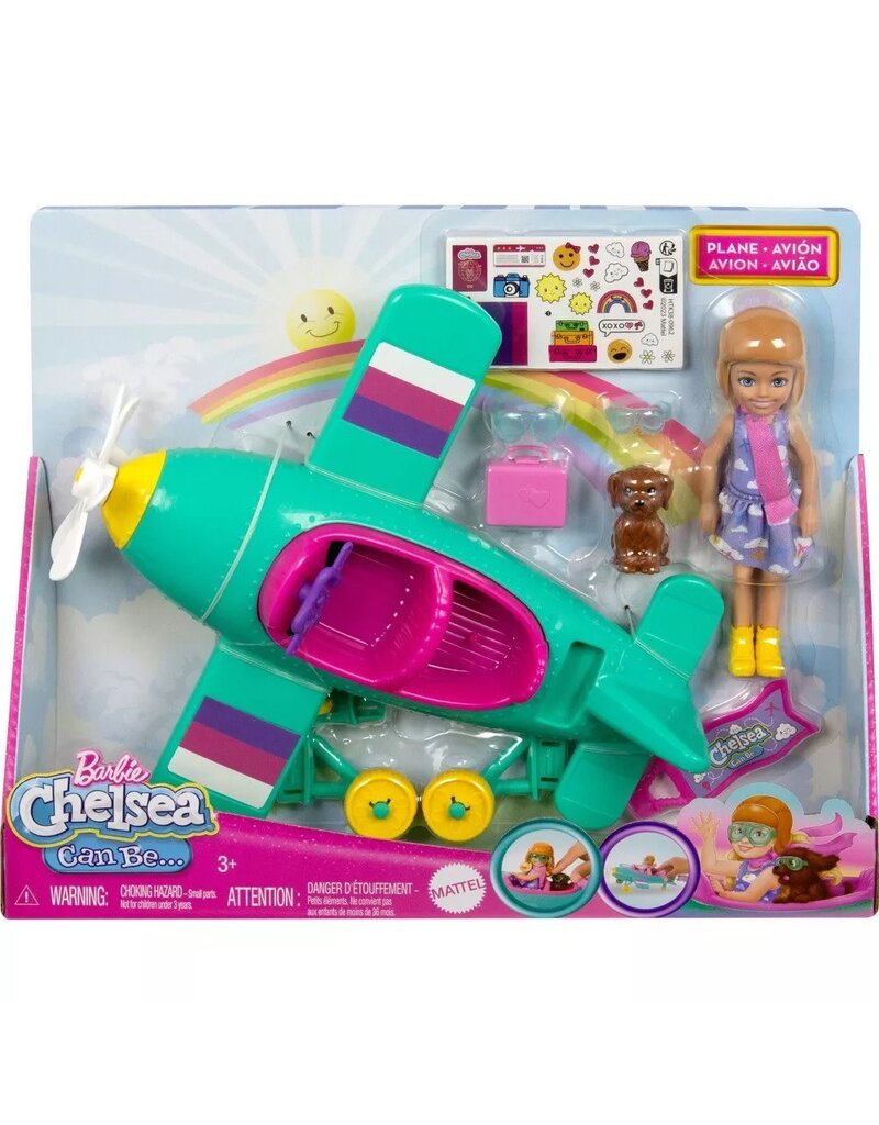 BARBIE MTL  HTK38 BARBIE CHELSEA PLANE DOLL & PLAYSET WITH PUPPY ACCESSORIES