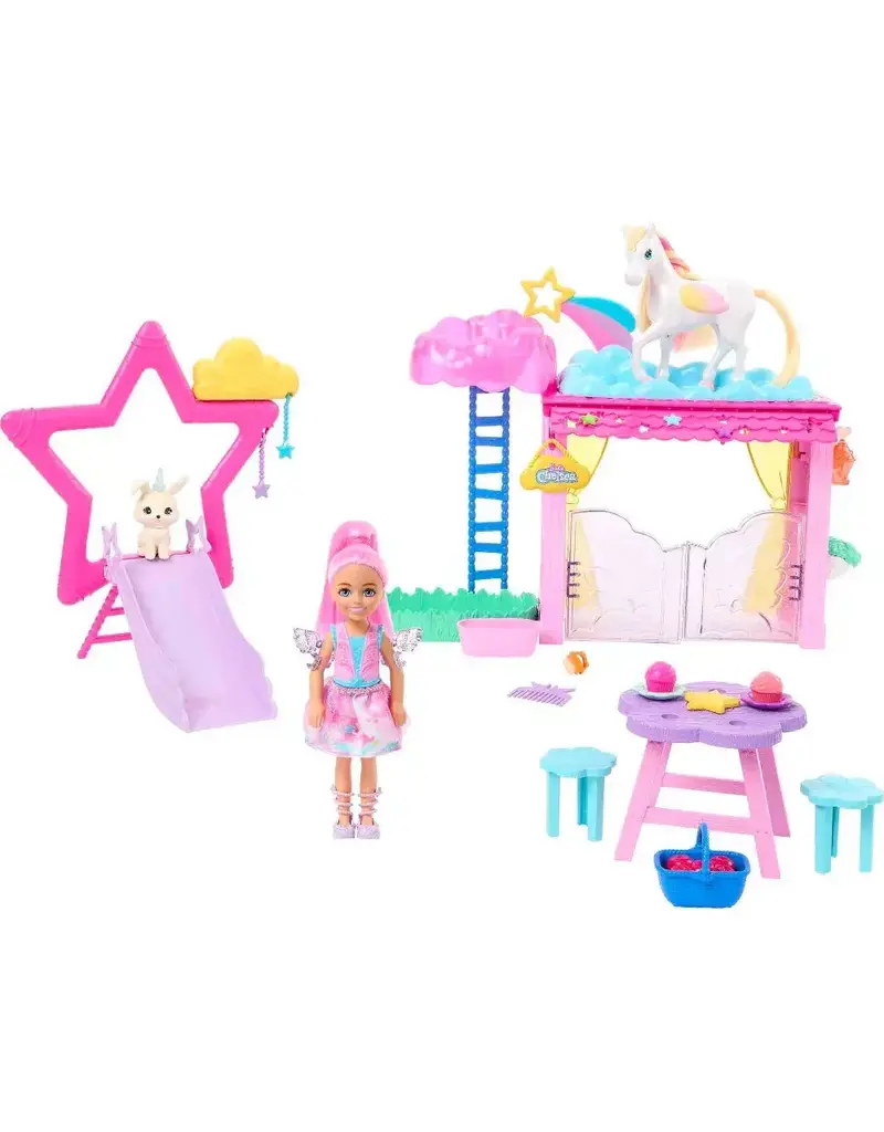 BARBIE MTL JCW56 BARBIE A TOUCH OF MAGIC CHELSEA DOLL PLAYSET WITH BABY PEGASUS