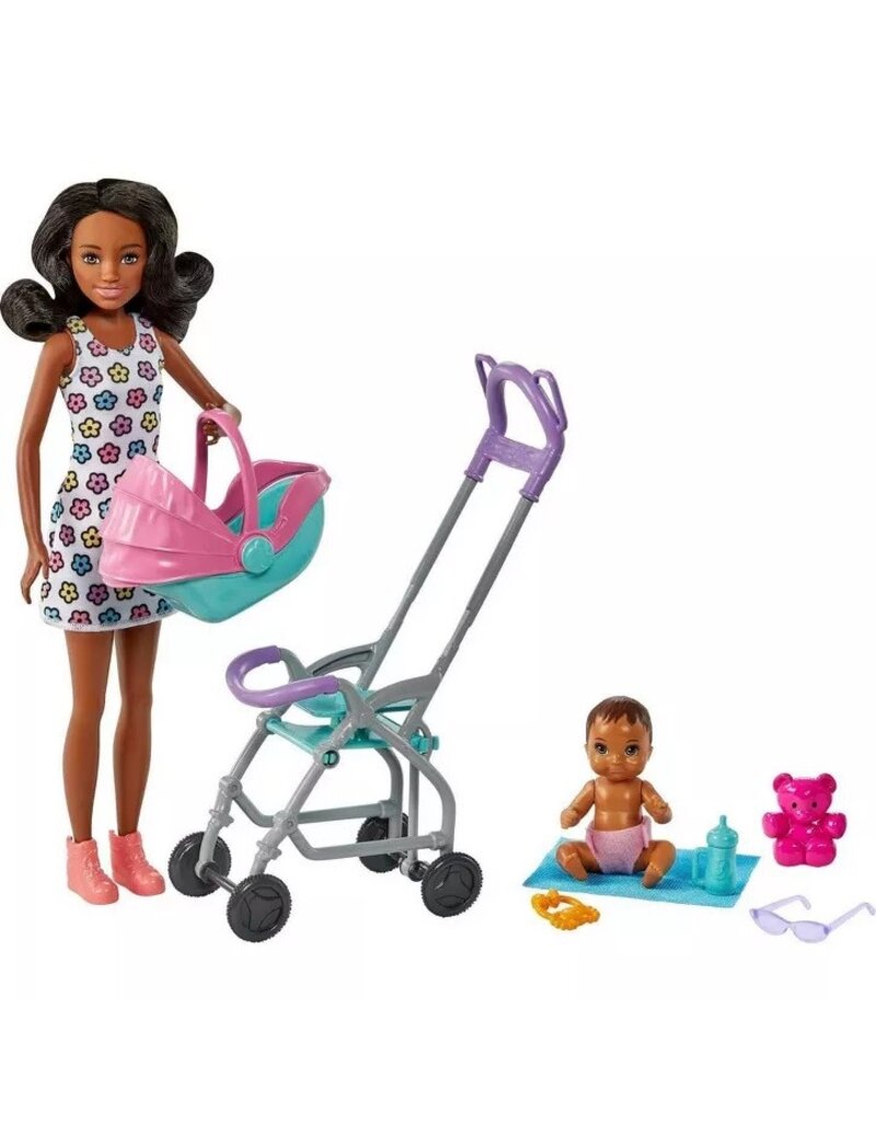 BARBIE MTL FHY97/HHB68 BARBIE SKIPPER BABYSITTERS PLAYSET-CURLY BRUNETTE HAIR
