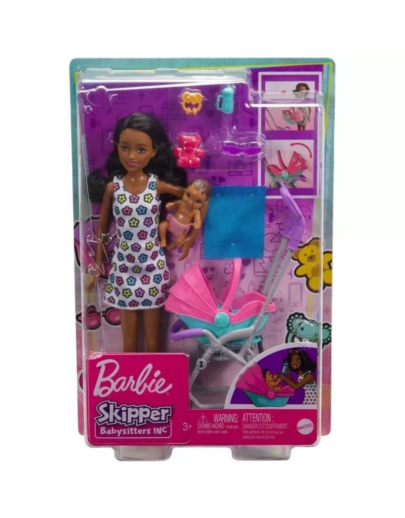 BARBIE MTL FHY97/HHB68 BARBIE SKIPPER BABYSITTERS PLAYSET-CURLY BRUNETTE HAIR